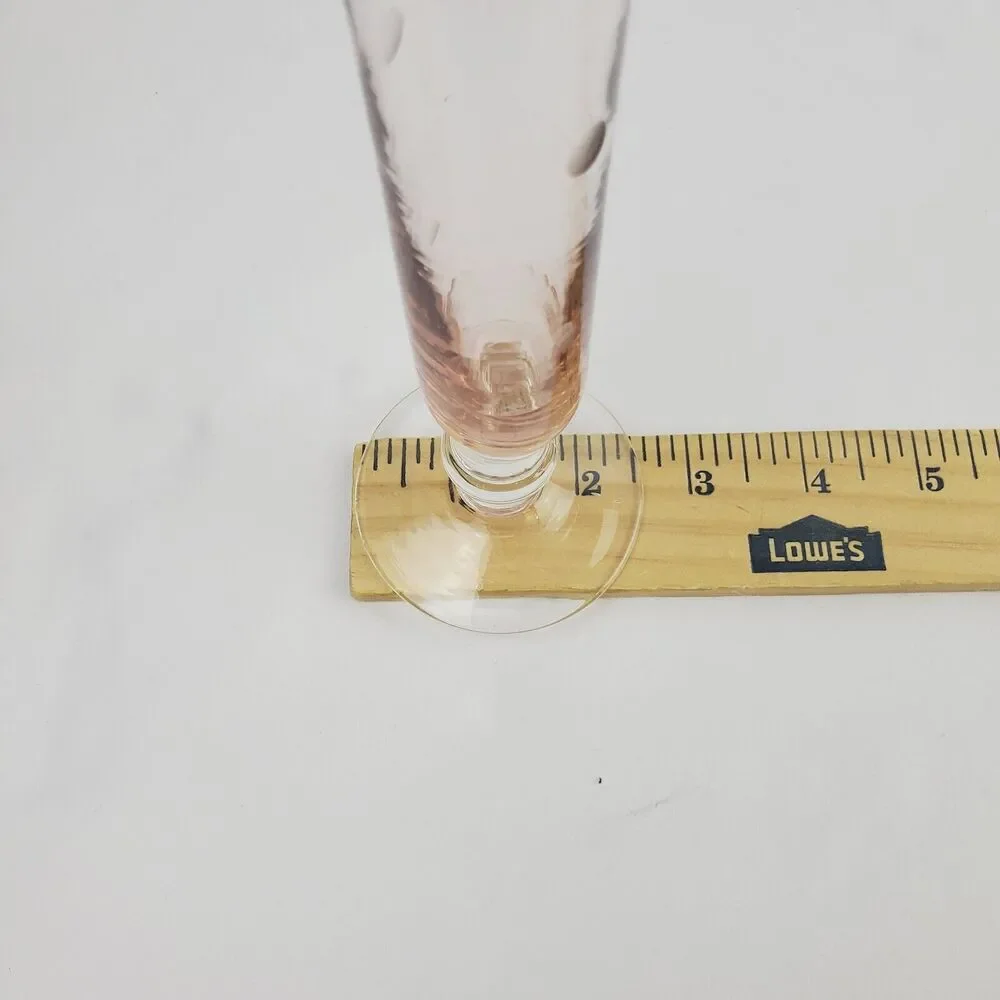 Vintage Blush Pink Etched Art Glass Vase MCM Adult's 8